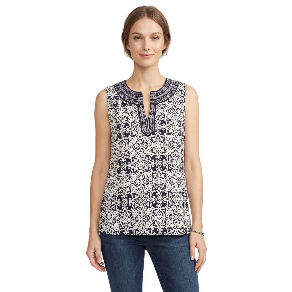 Cynthia Rowley Brocade Embroidered Top - Sleeveless Large